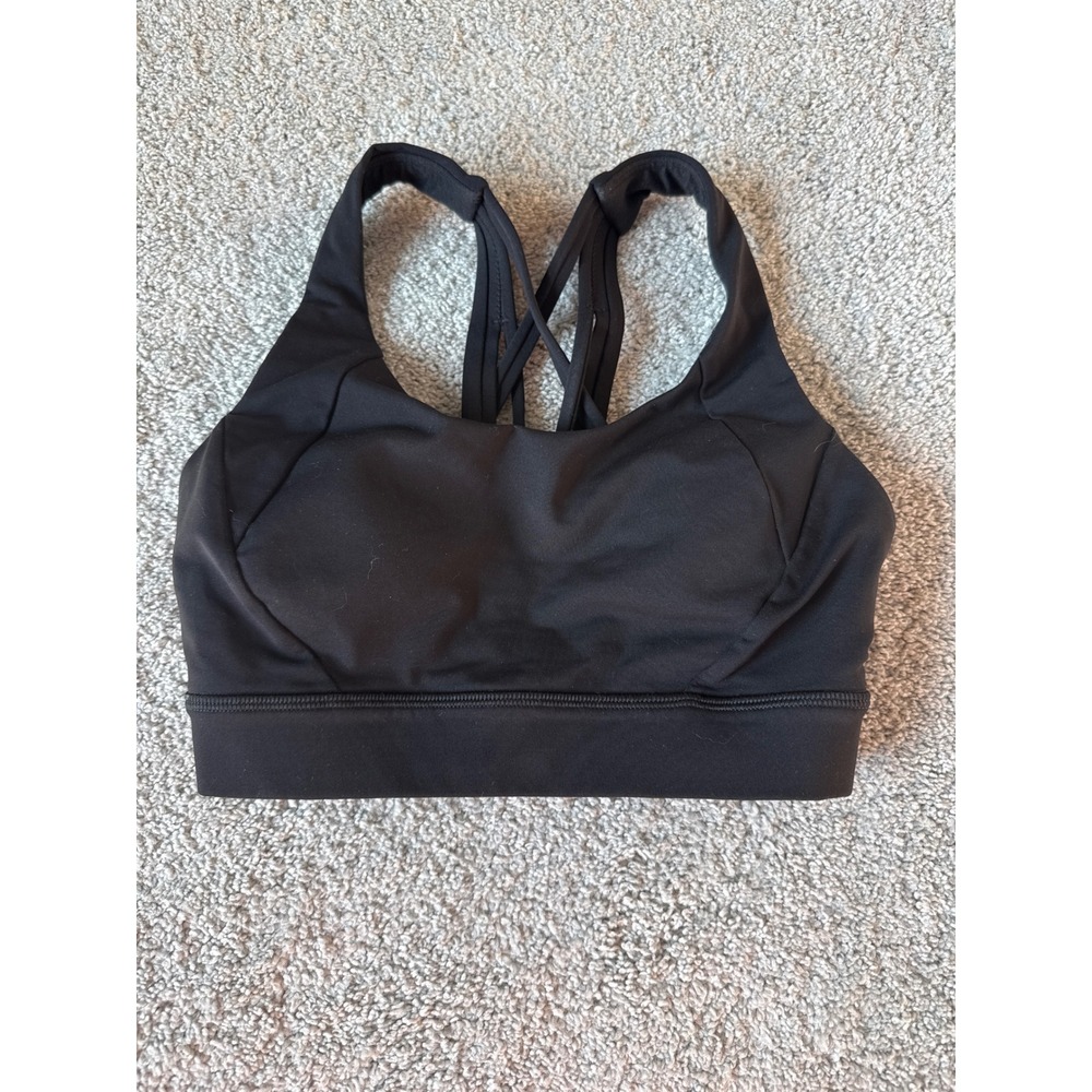 Lululemon Free To Be‎ Serene Bra Black Strappy Yoga Sports Bra Size 2